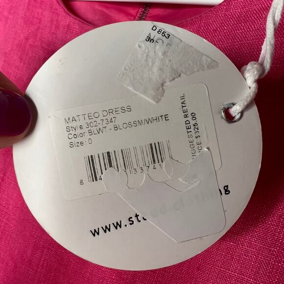 Staud Pink Matteo Cut Out Linen Midi Dress Size 0 - Picture 7 of 9